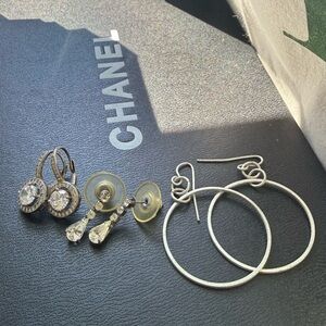 💖 H&M Silver Hoop and Crystal Drop Earrings multiple pairs!